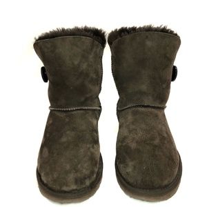 UGG Baily Button Suede Brown Boots - Size 36/37
